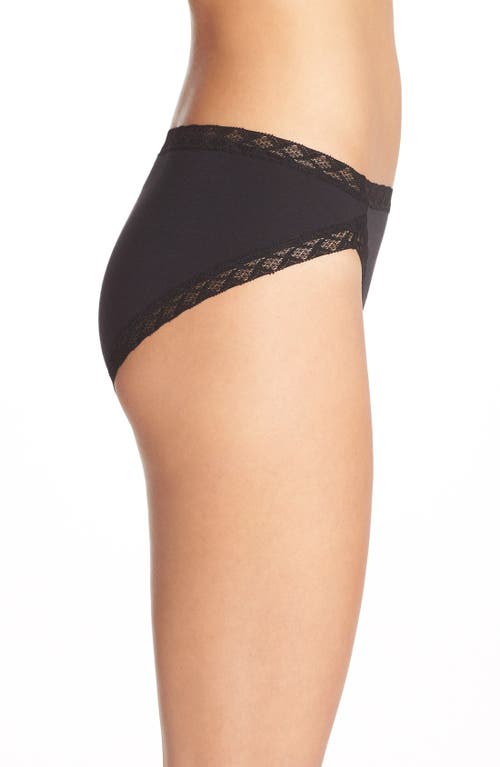 Natori Bliss French Cut Brief Panty Underwear With Lace Trim In Black