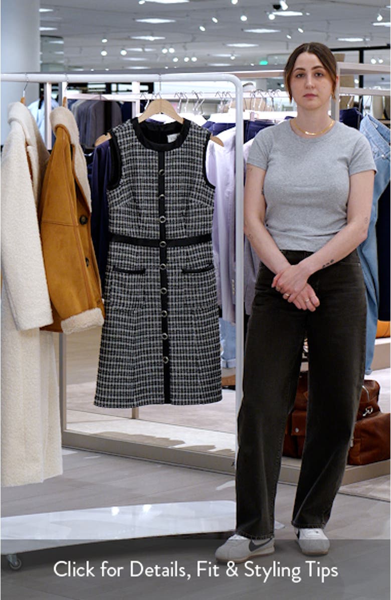 Contrast Trim Sleeveless Tweed Dress, sales video thumbnail