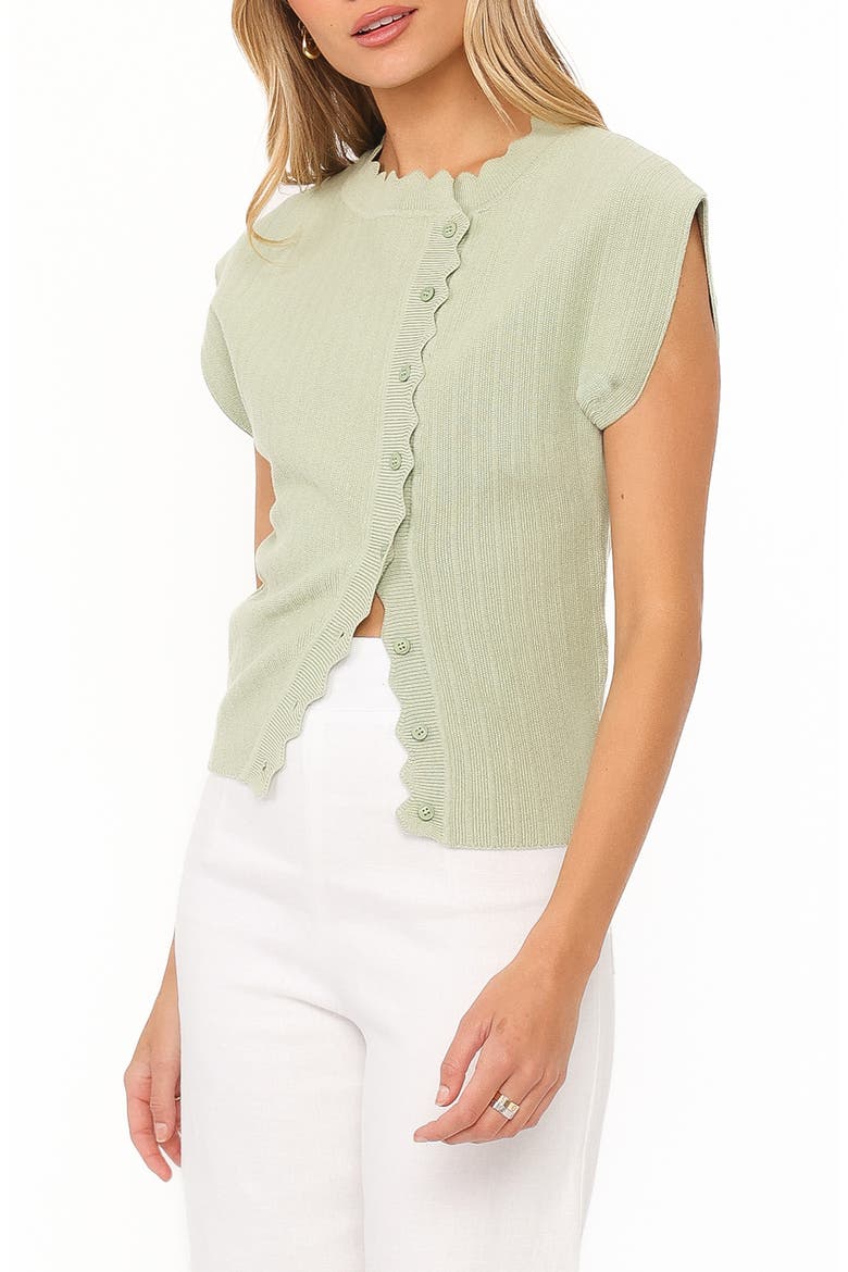 Mackie Scalloped Ribbed Top, Alternate, color, SAGE