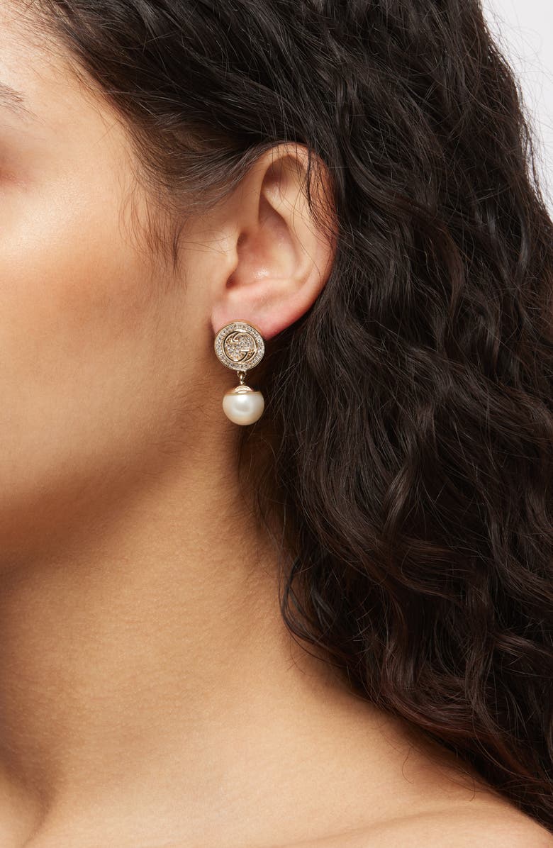 Gucci Blondie Faux Pearl Drop Earrings, Alternate, color, 