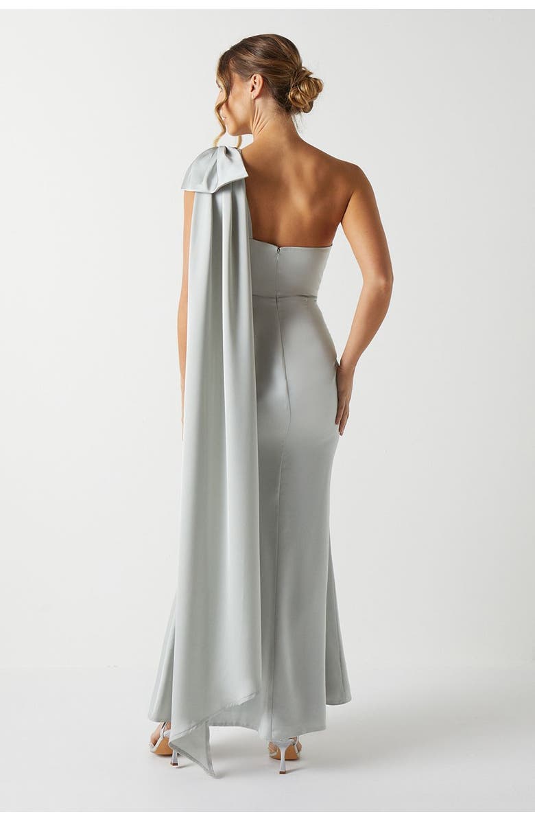 Coast Bow One Shoulder Satin Dress, Alternate, color, Sage