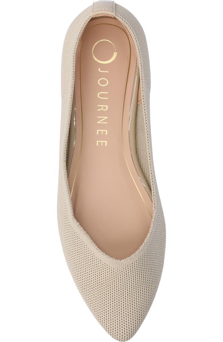 Journee Collection Minnah Knit Almond Toe Flat, Alternate, color, Taupe