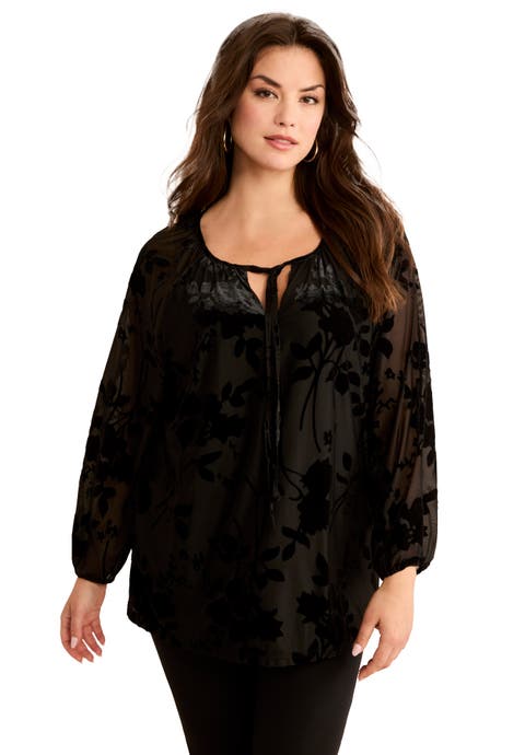 Velvet Burnout Keyhole Tee (plus)