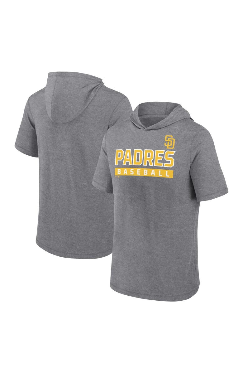 FANATICS Men's Fanatics Heather Gray San Diego Padres Push Short Sleeve Pullover Hoodie, Alternate, color, 