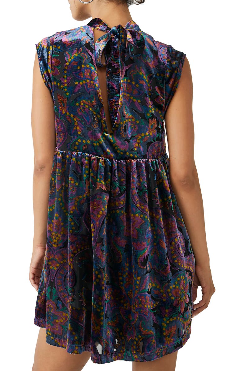 Free People All the Time Mock Neck Velvet Minidress, Alternate, color,