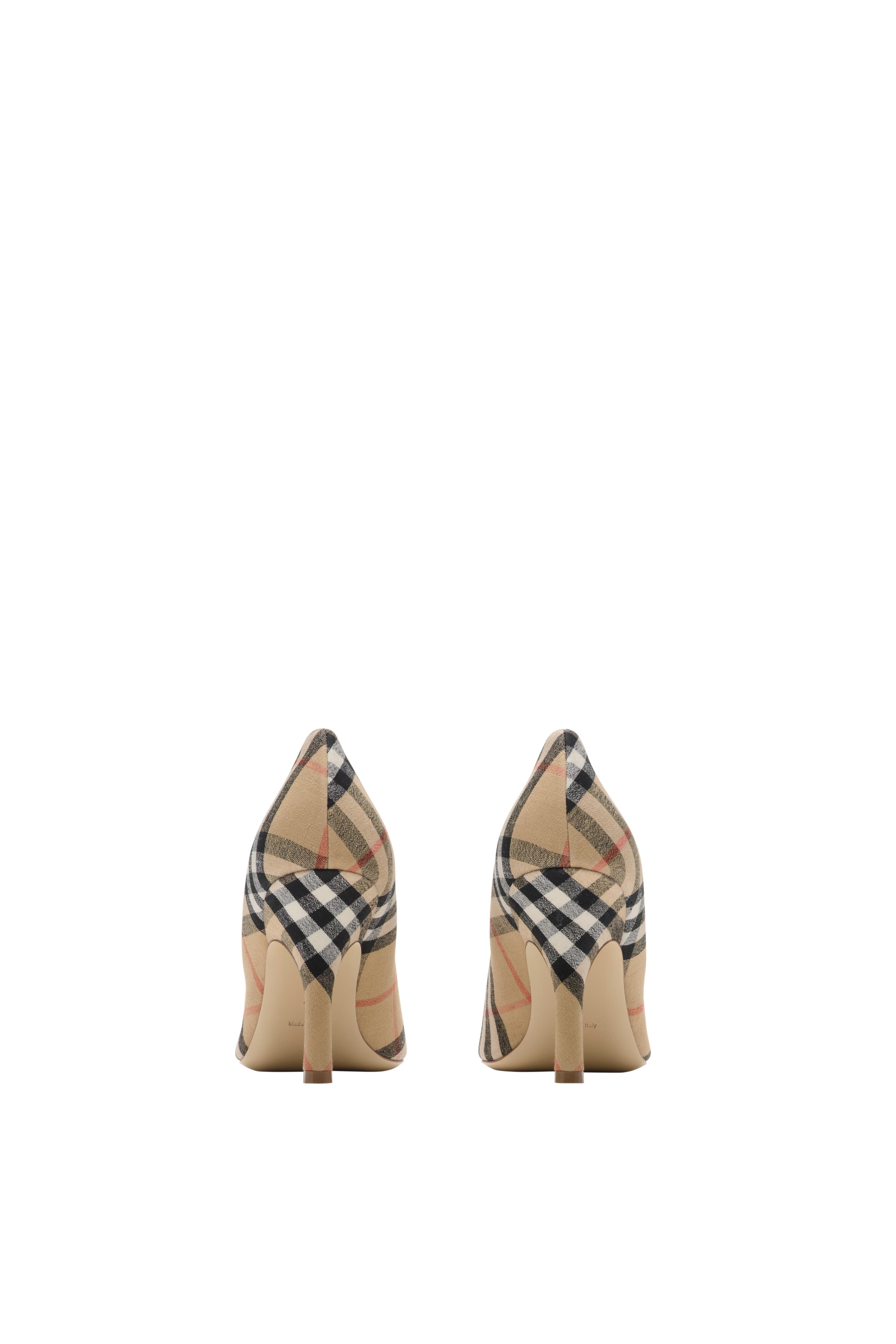Burberry Check Dame Pumps, Alternate, color, Sand Beige