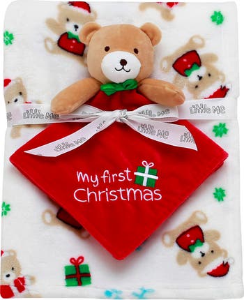 Little Me Plush My First Christmas Teddy Bear Lovey & Blanket Gift