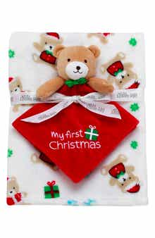 Little Me Plush My First Christmas Teddy Bear Lovey & Blanket Gift Set
