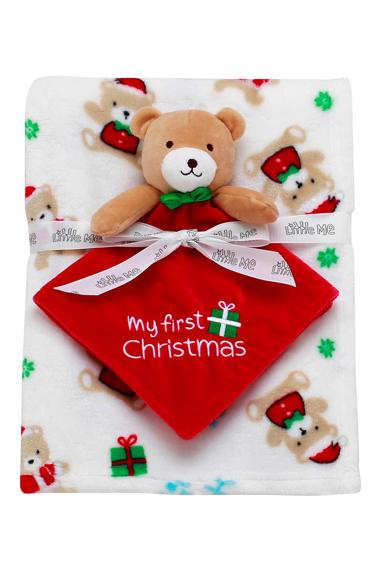 Bear Quilt Rack Little Me Plush My First Christmas Teddy Bear Lovey & Blanket Gift Set ...