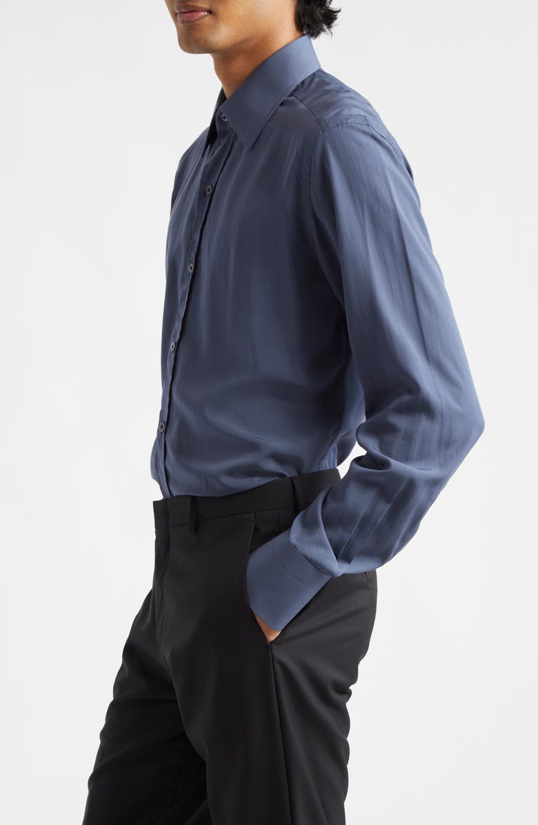 TOM FORD Fluid Parachute Slim Fit Button-Up Shirt, Alternate, color, Washed Indigo