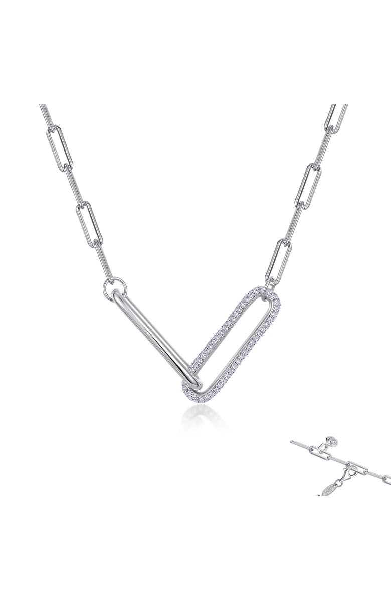 Lafonn Simulated Diamond Paperclip Necklace, Alternate, color, 