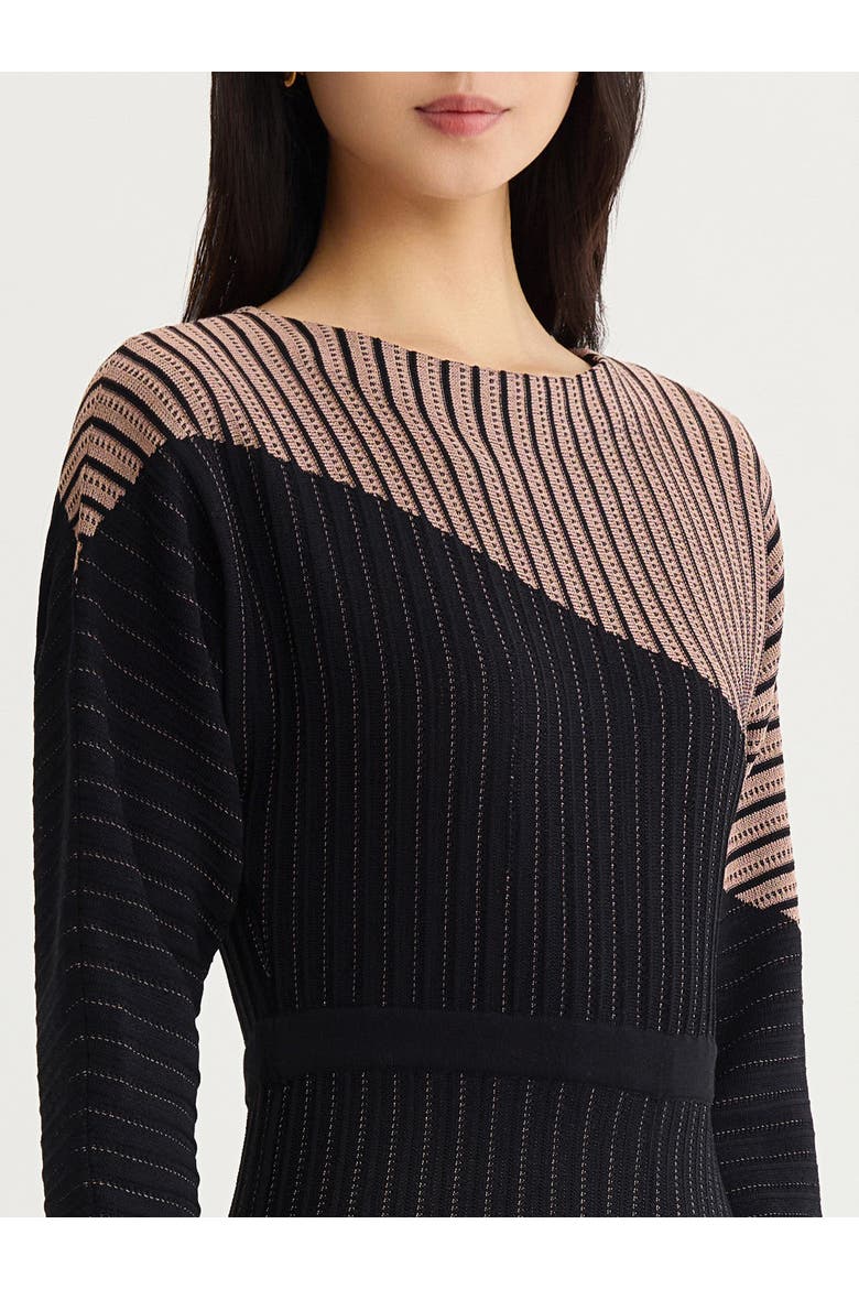 Fit & Flare Dolman Sleeve Soft Knit Midi Dress, Alternate, color, Charmeuse/Black