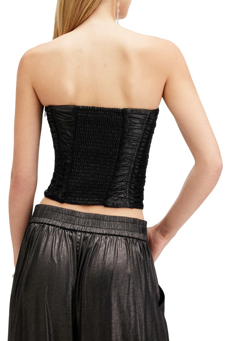 Livvy Sparkle Strapless Corset, Alternate, color, METALLIC BLACK