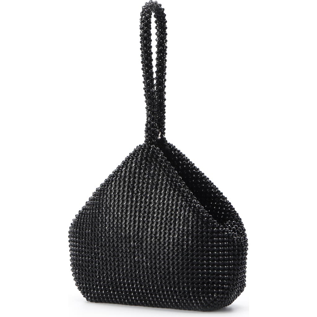 Lady Couture Rhinestone Covered Handle Handbag In Black