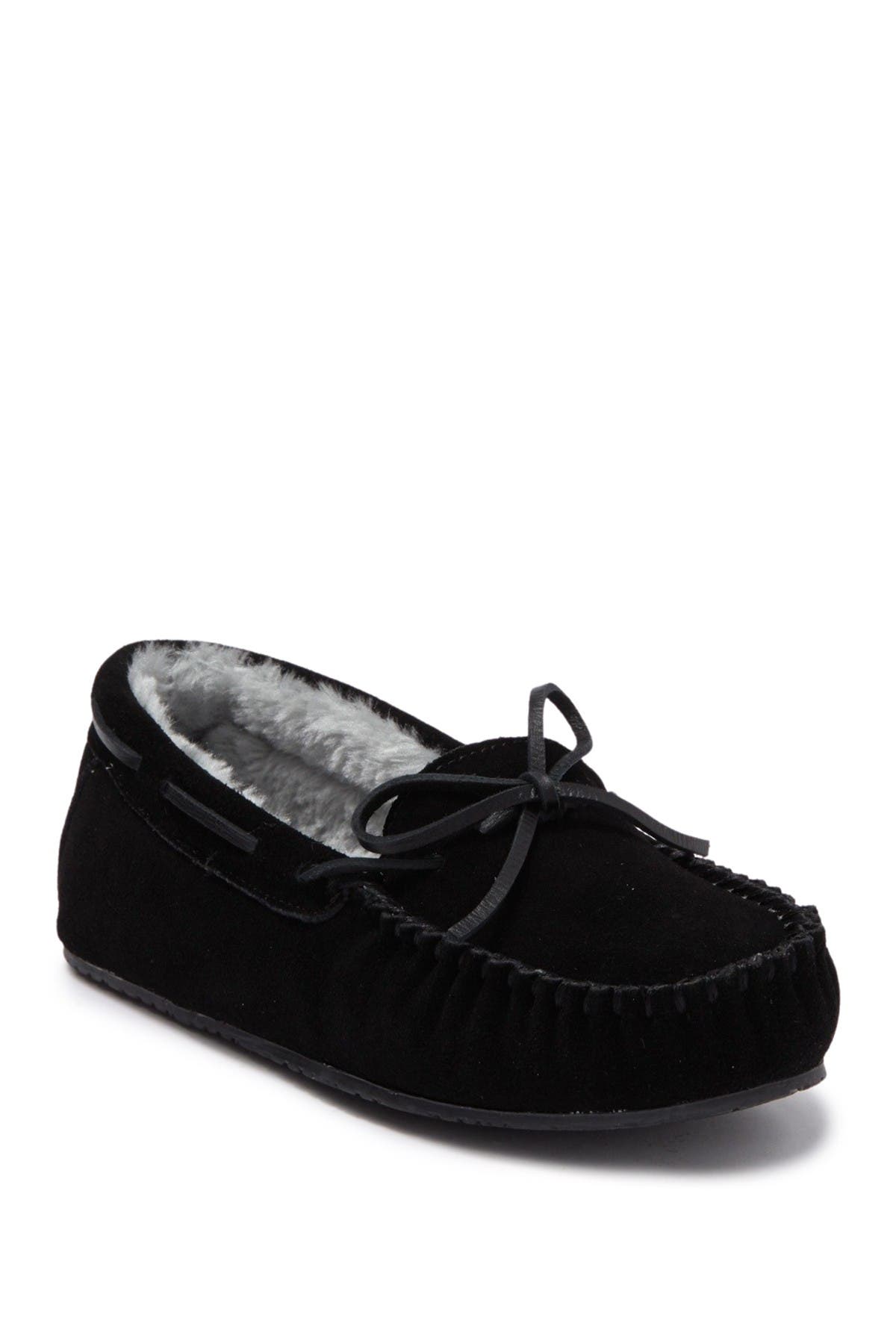 Minnetonka Comfy Faux Fur Moccasin, Main, color, 