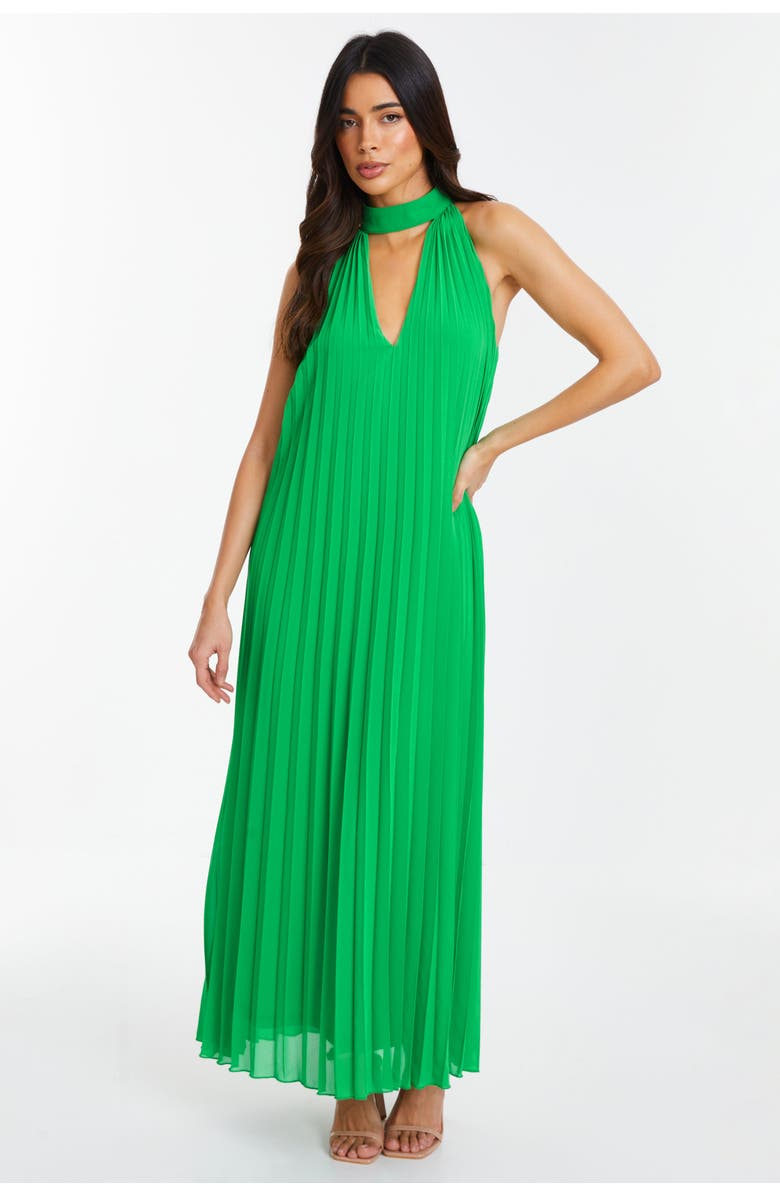 QUIZ Chiffon Pleated High Neck Midi Dress, Main, color, 