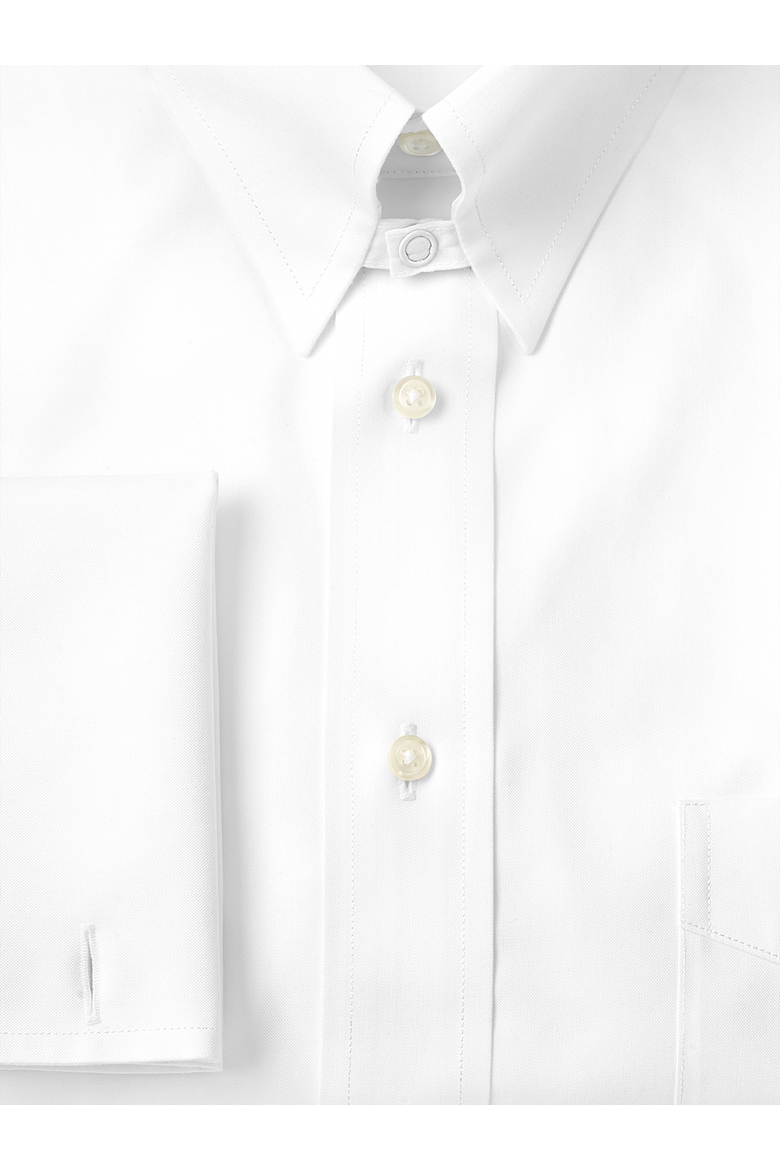 Slim Fit Non-iron Cotton Pinpoint Snap Tab Collar French Cuff Dress Shirt, Alternate, color, White