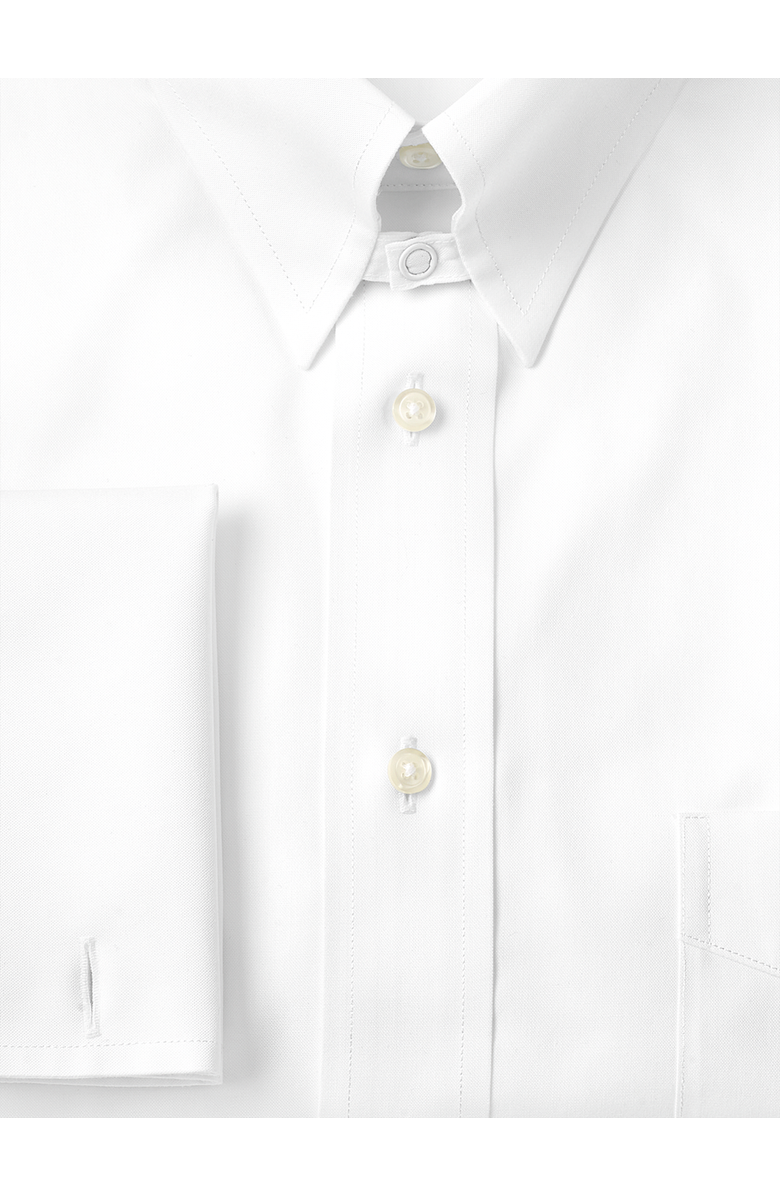 Paul Fredrick Non-iron Cotton Pinpoint Solid Snap Tab Collar French Cuff Dress Shirt, Alternate, color, White