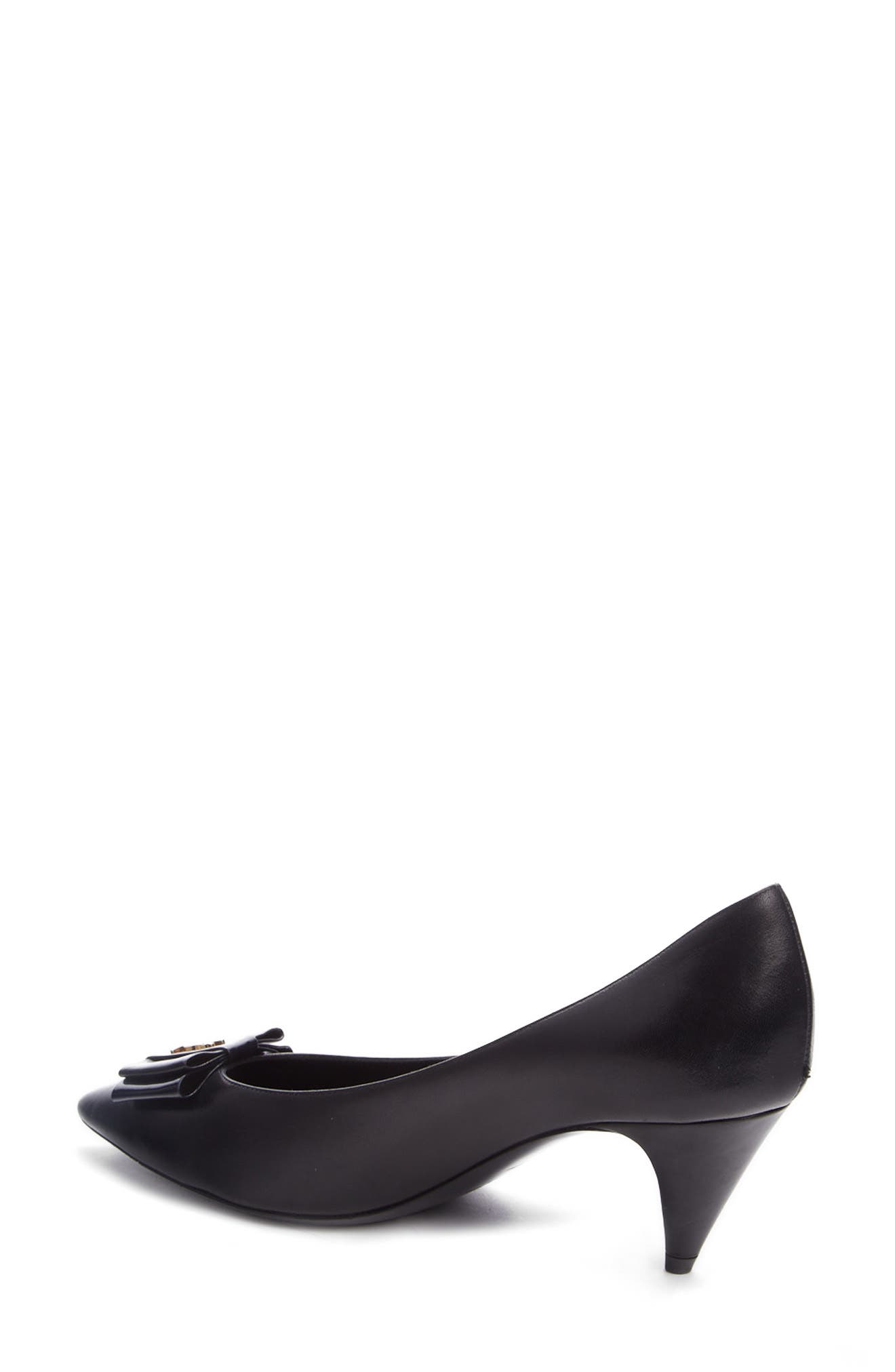 Saint Laurent Pierrot Monogram Bow Pointed Toe Pump, Alternate, color, 