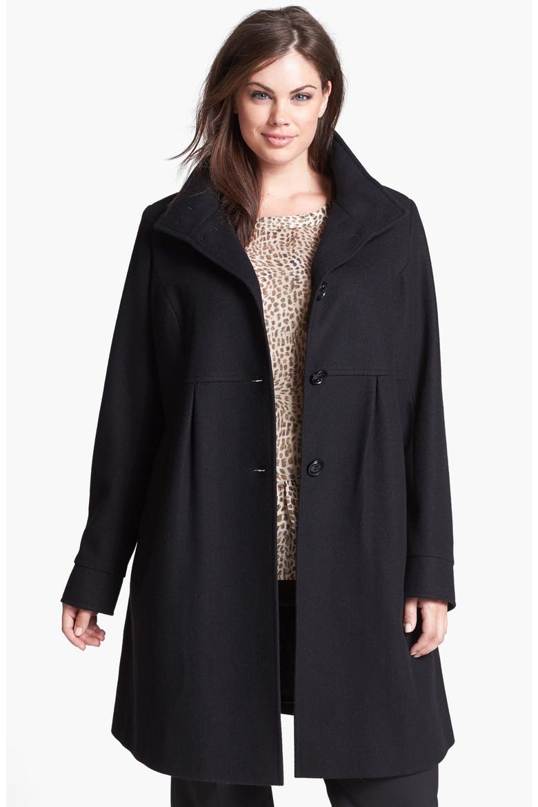 'Baby' Wool Blend Coat with Detachable Hood, Alternate, color, BLACK