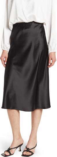 Solid Satin Midi Skirt