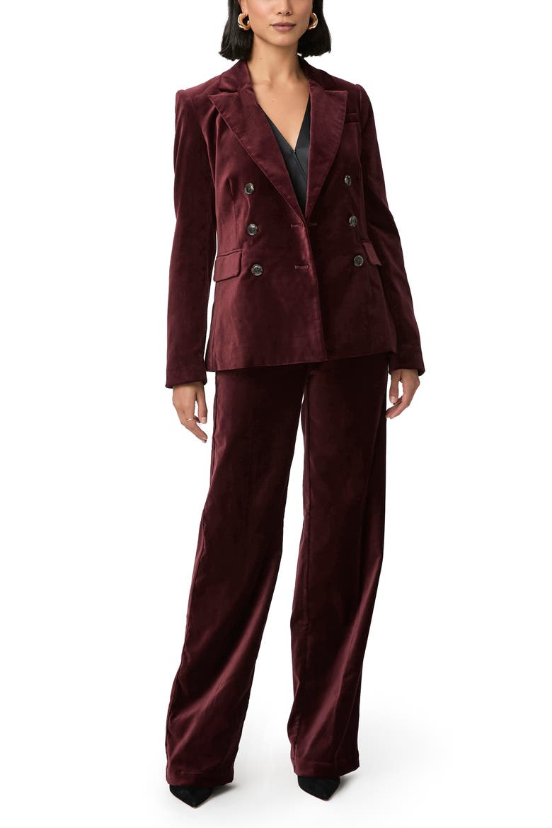Malbec Double Breasted Velveteen Blazer, Alternate, color, DARK OBLOOD