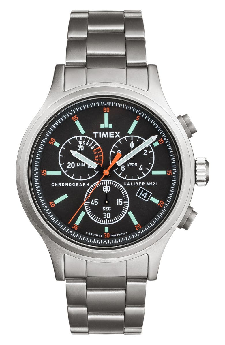 Timex<sup>®</sup> ARCHIVE Allied Chronograph Bracelet Watch, 42mm, Main, color,