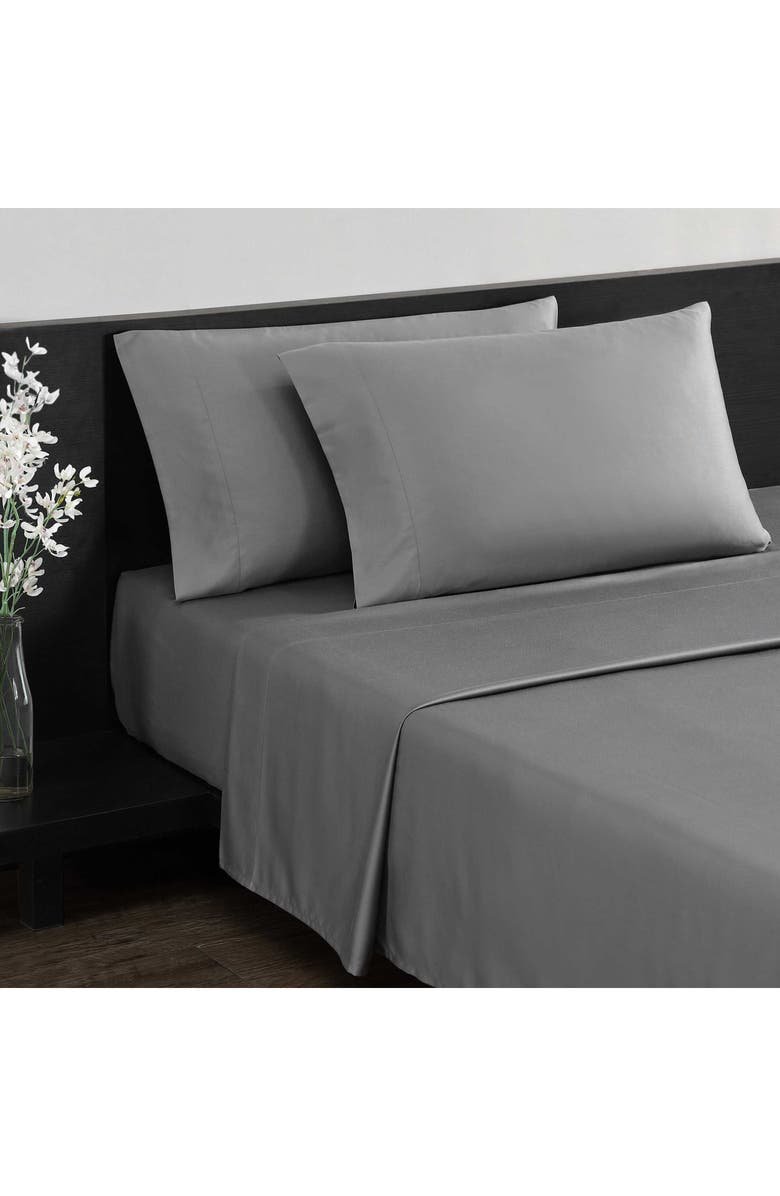 Vera Wang Sateen Sheet Set, Alternate, color, Soft Charcoal