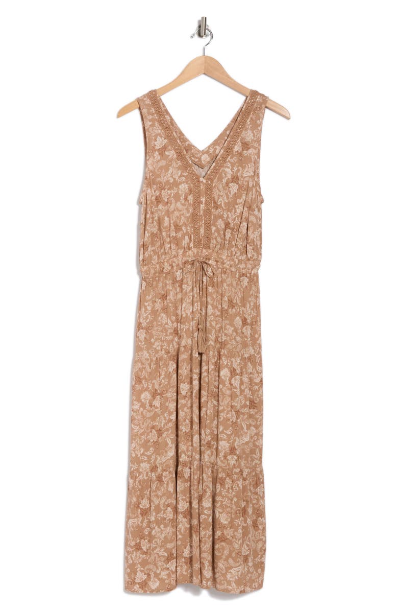 Lucky Brand V-Neck Tiered Midi Dress, Alternate, color,