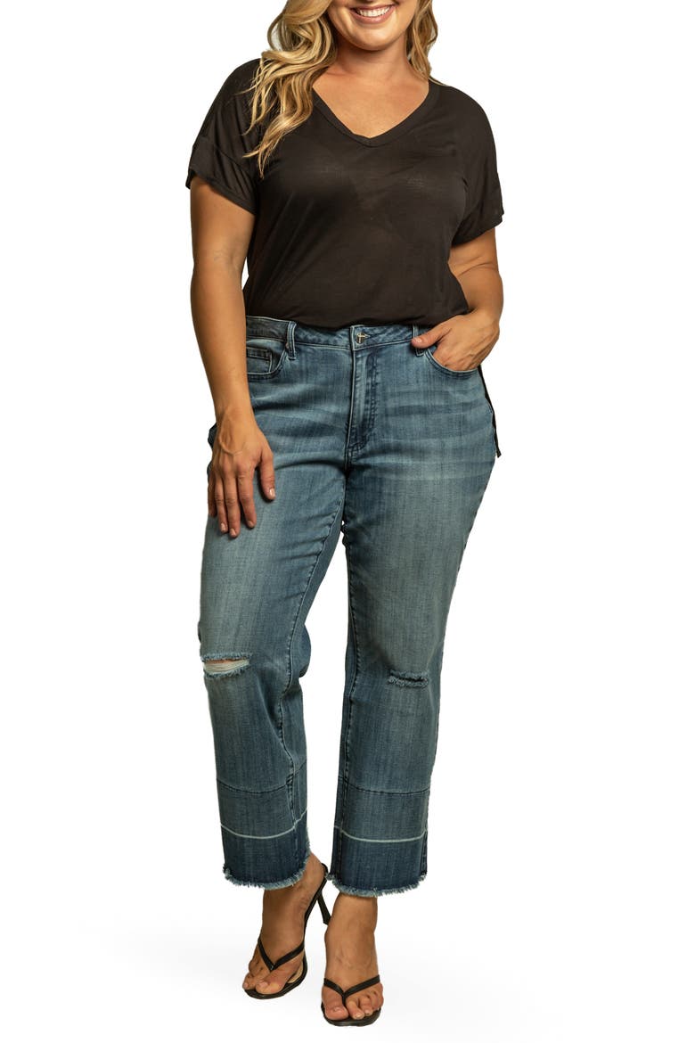 Mom High Waist Stretch Jeans, Alternate, color, DARK BLUE