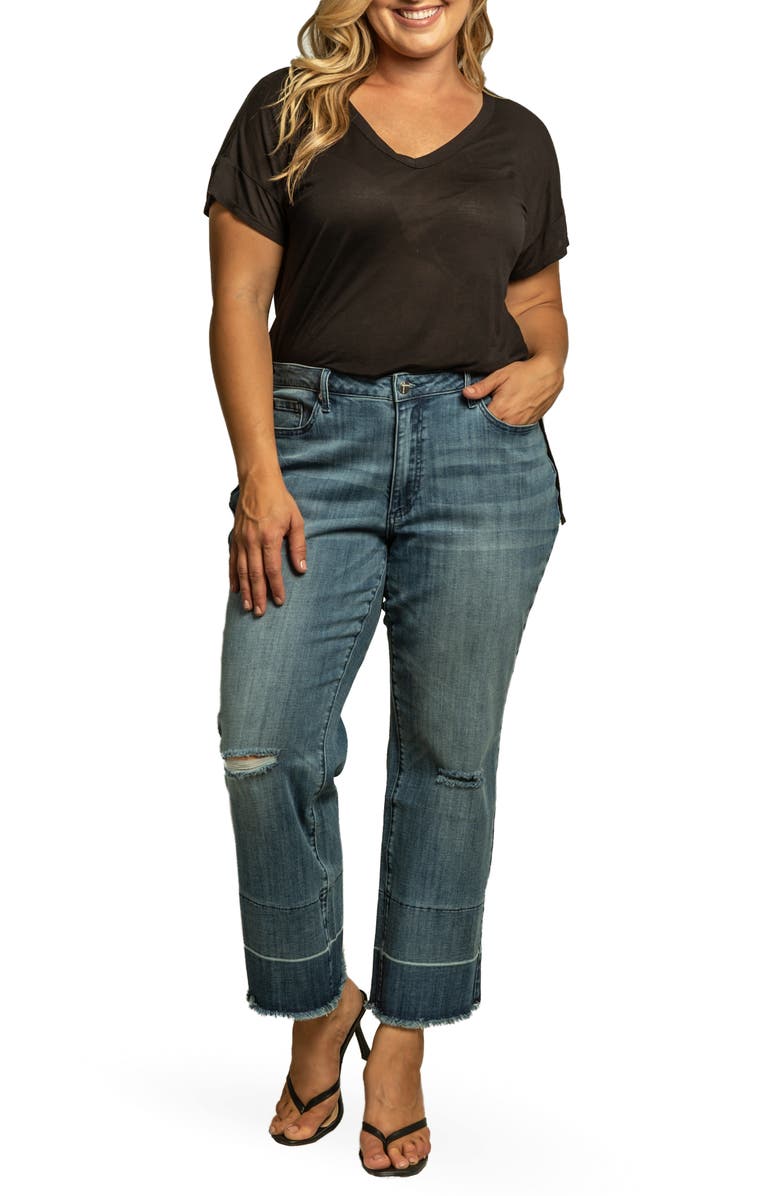 Standards & Practices Mom High Waist Stretch Jeans, Alternate, color, Dark Blue