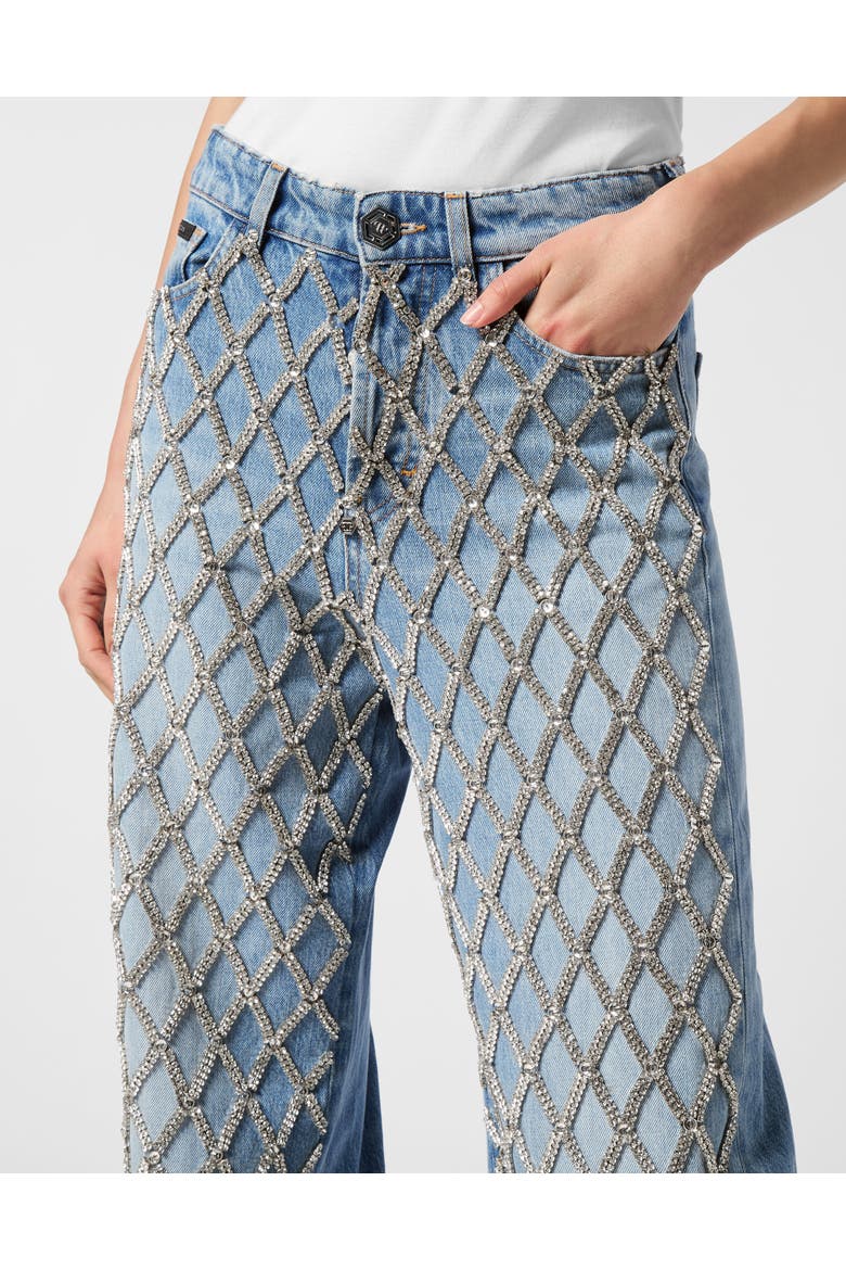 Skater Fit Jeans Crystal Net Women, Alternate, color, Mykonos