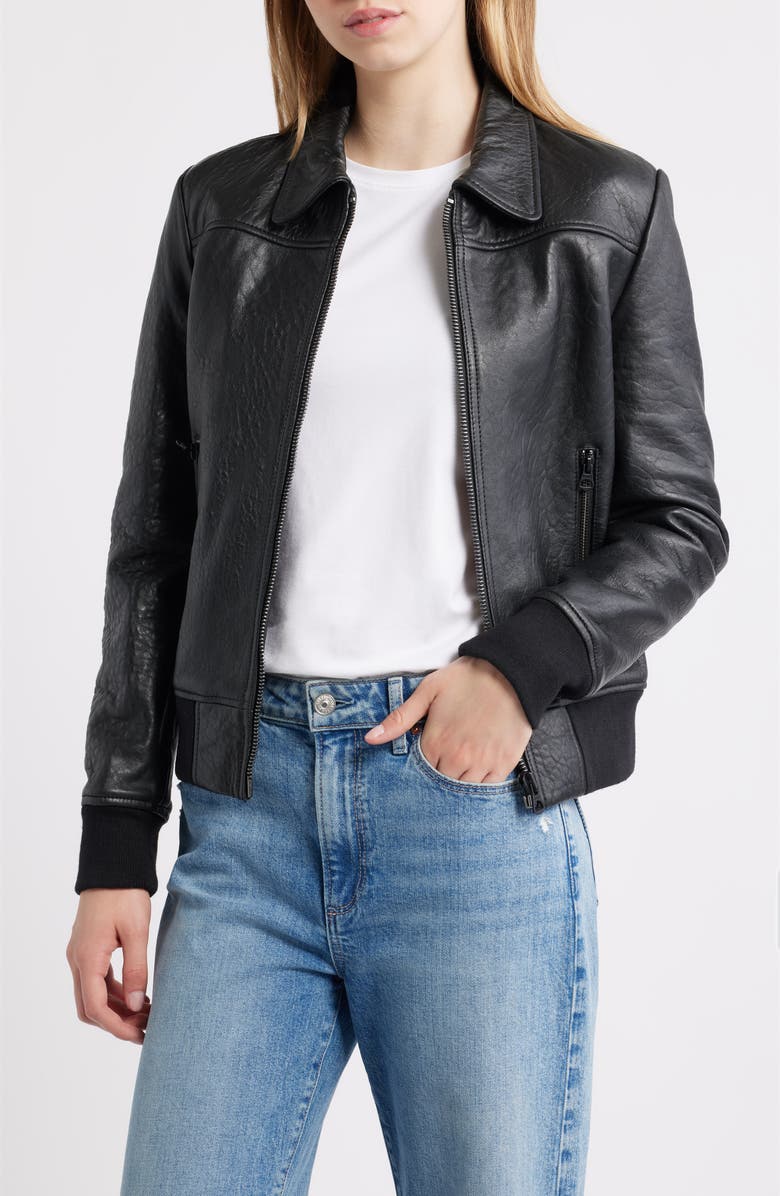 Schott NYC Leather Flight Jacket, Main, color, Black