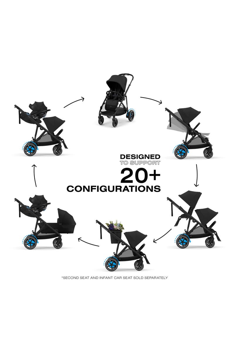 eGazelle S Strolle & eGazelle Cot Travel System, Alternate, color, MOON BLACK