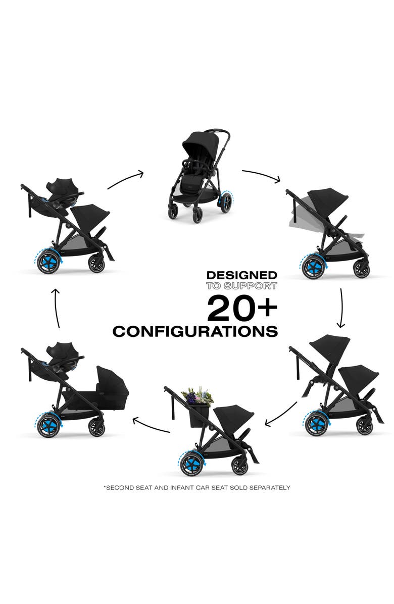 CYBEX eGazelle S Strolle & eGazelle Cot Travel System, Alternate, color, Moon Black