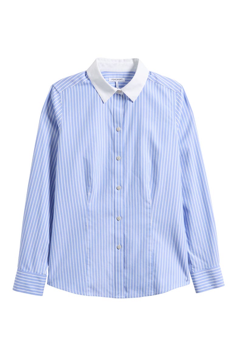 Dianna Stripe Non-Iron Cotton Shirt, Alternate, color, BLUE WHITE STRIPE
