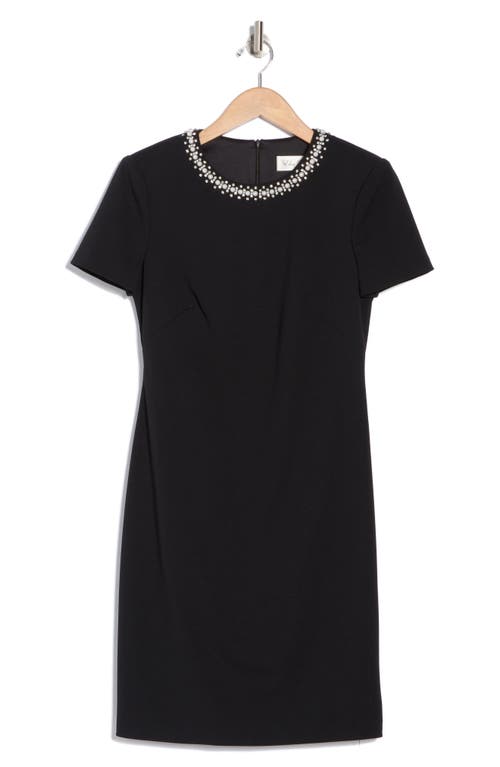 Eliza J Embellished Neck Shift Dress In Black