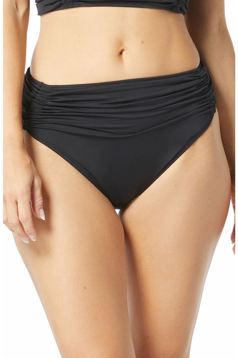 Solid Shirred Bikini Bottom, Main, color, 001-Black