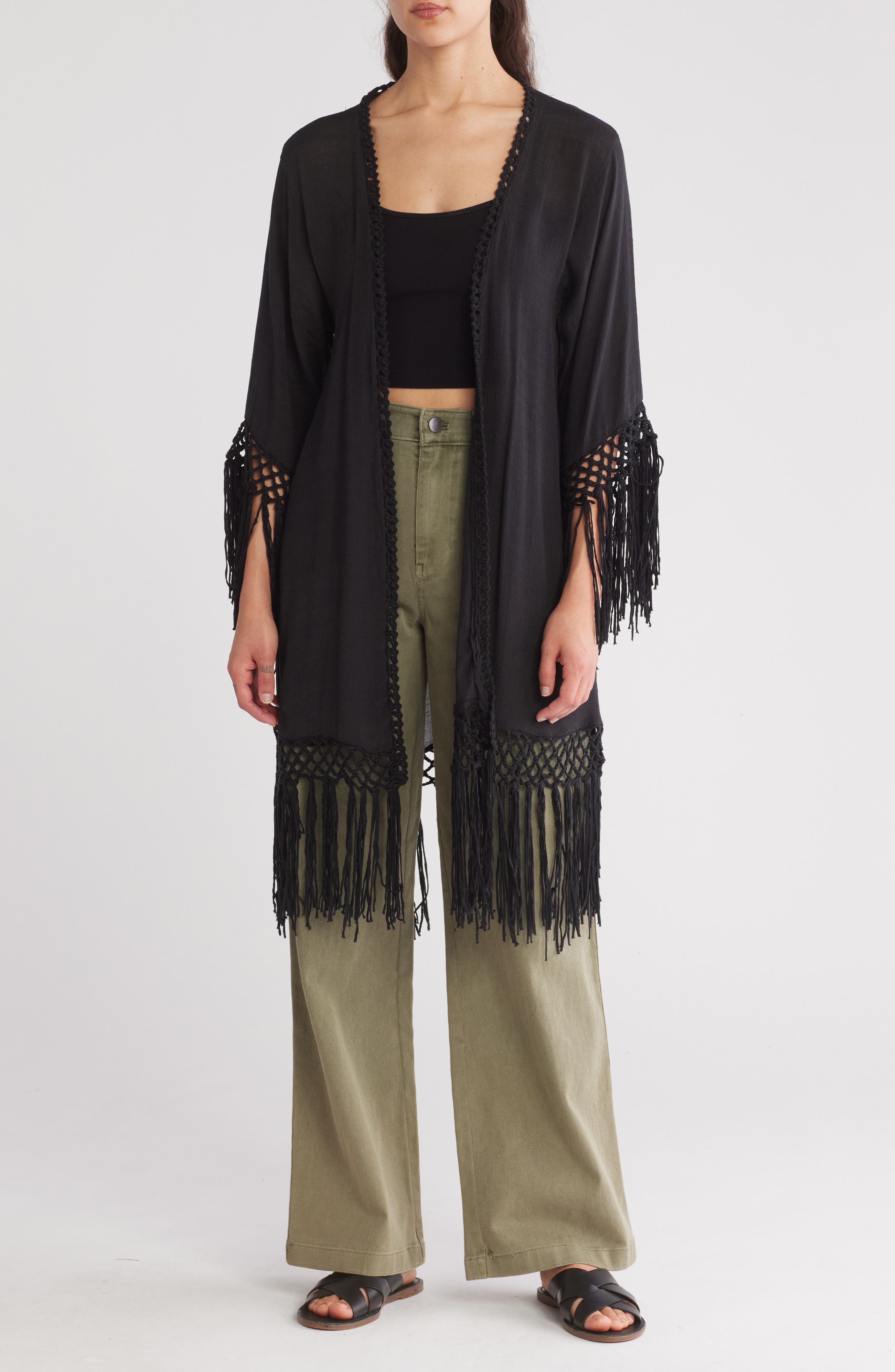 Forgotten Grace Long Fringe Knit Ruana