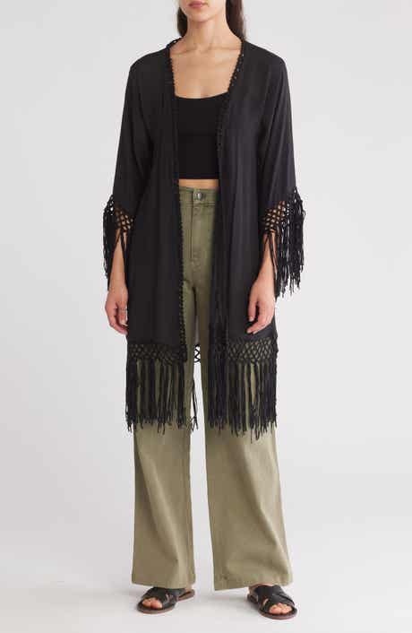 Forgotten Grace Long Fringe Knit Ruana