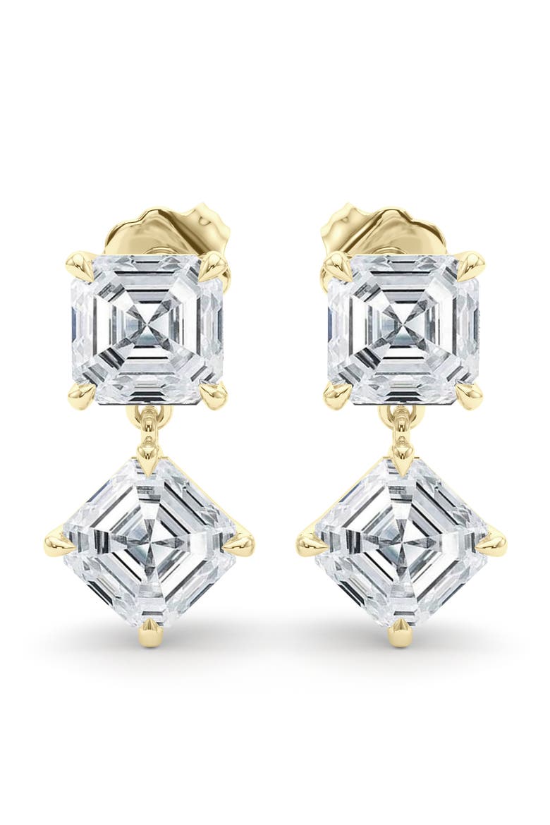 Lab Grown Diamond Twin Asscher Cut Drop Earrings, Alternate, color, 18K YELLOW GOLD