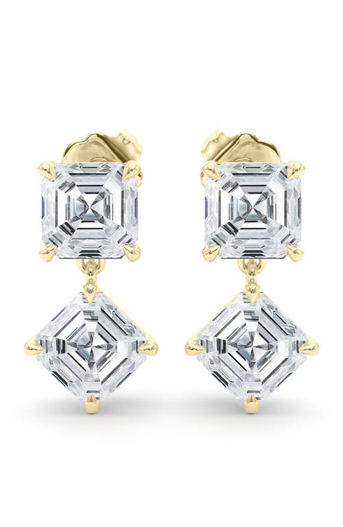 Hautecarat Lab Grown Diamond Twin Asscher Cut Drop Earrings