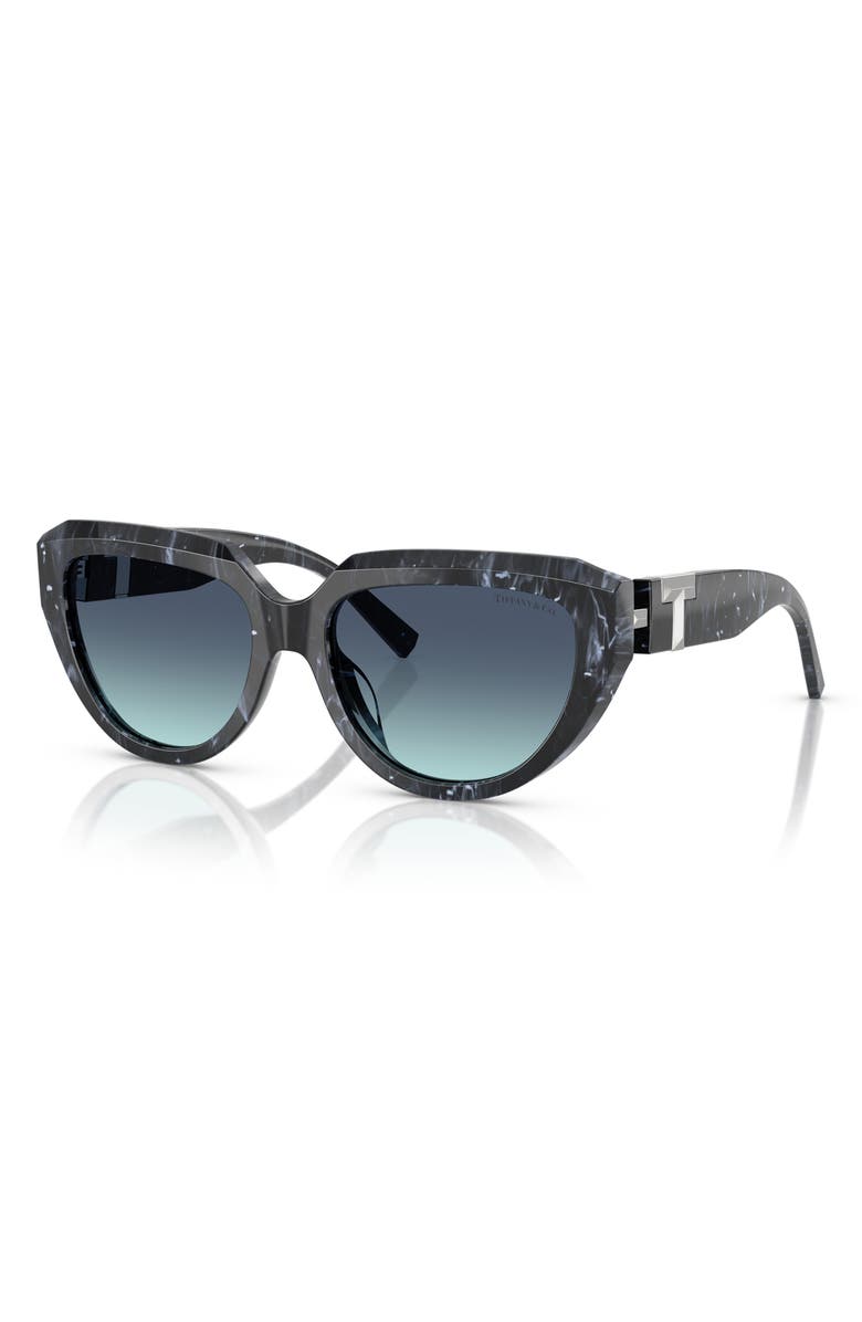 Tiffany & Co. 55mm Gradient Pillow Sunglasses, Alternate, color, Striped Black / Azure Blue
