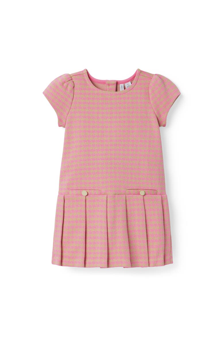 The Houndstooth Pleated Dress, Main, color, Pink