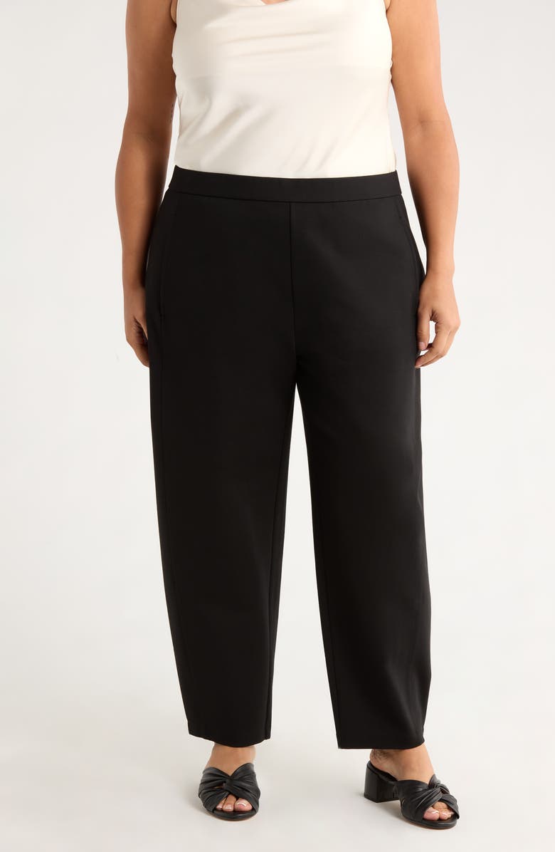Eileen Fisher Lantern Double Knit Ankle Pants, Main, color, Black