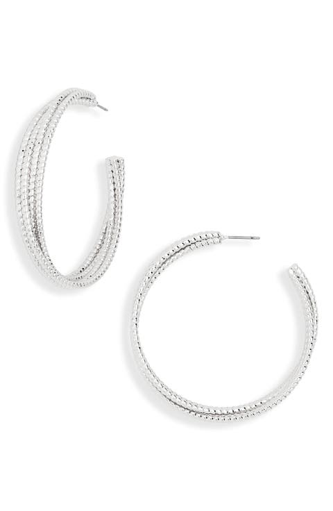 Textured Four Row Hoop Earrings