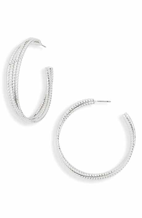 NORDSTROM RACK Textured Four Row Hoop Earrings