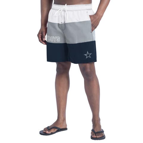 Men's G-III Sports by Carl Banks  White/Navy Dallas Cowboys Sunrise Volley Swim Shorts