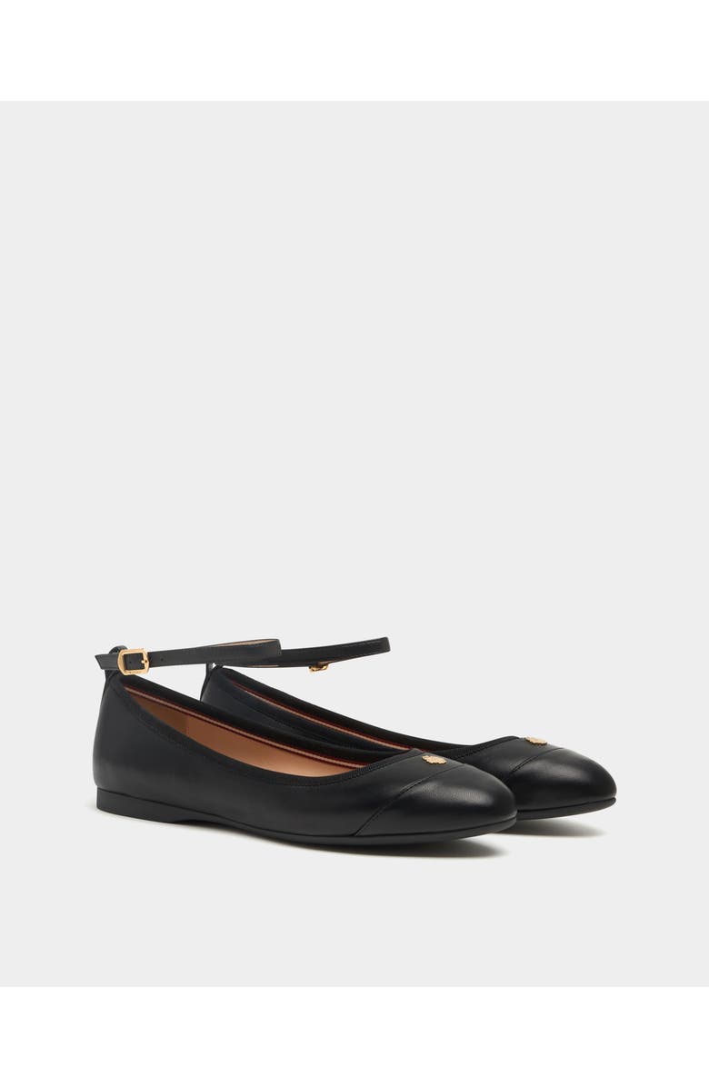 Bally Ysla Ballet Flat in Dusty Petal Leather, Alternate, color, Black