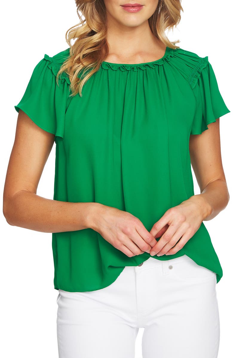 CeCe Flutter Sleeve Blouse, Main, color, 
